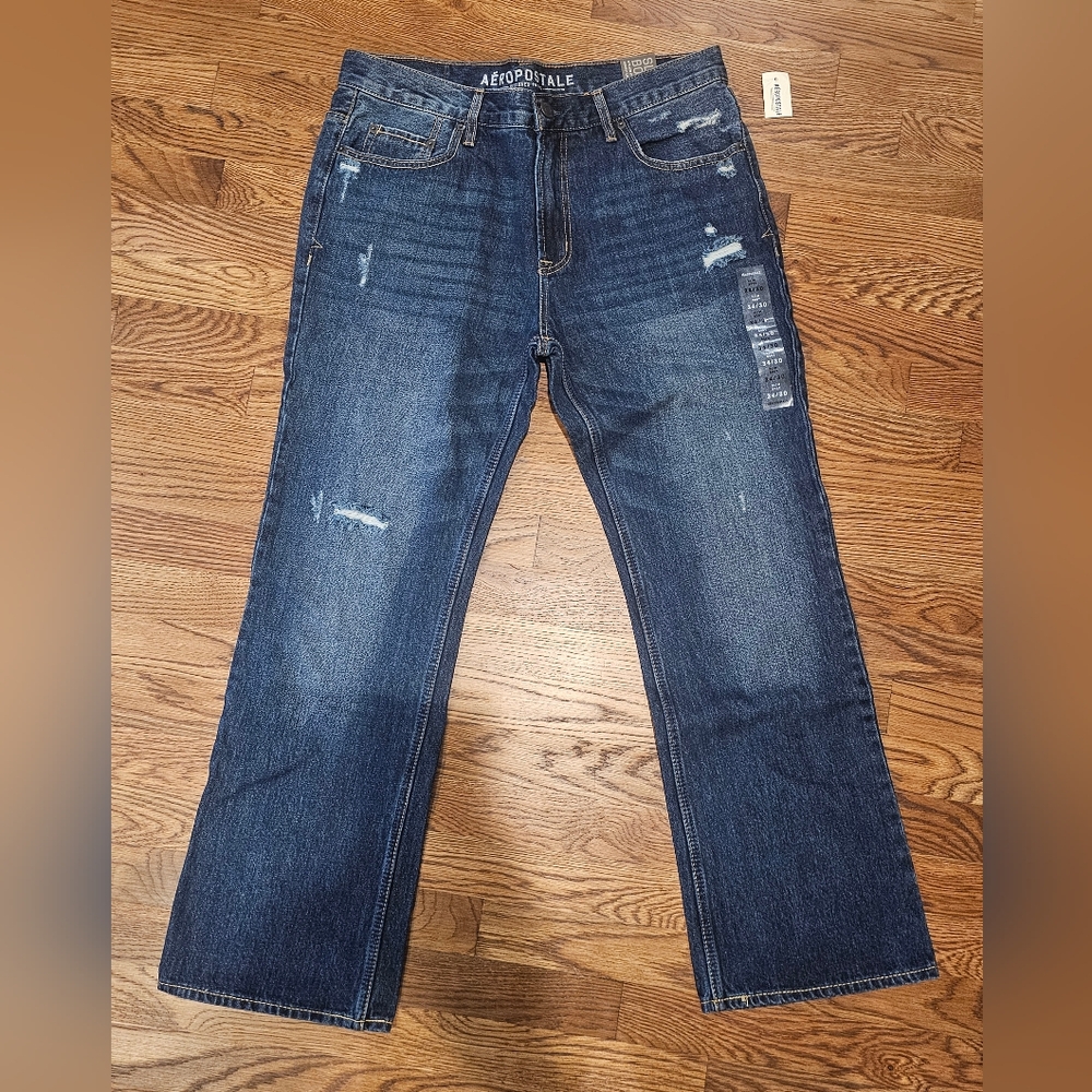 Aeropostale Relaxed Fit Distressed Blue Jeans